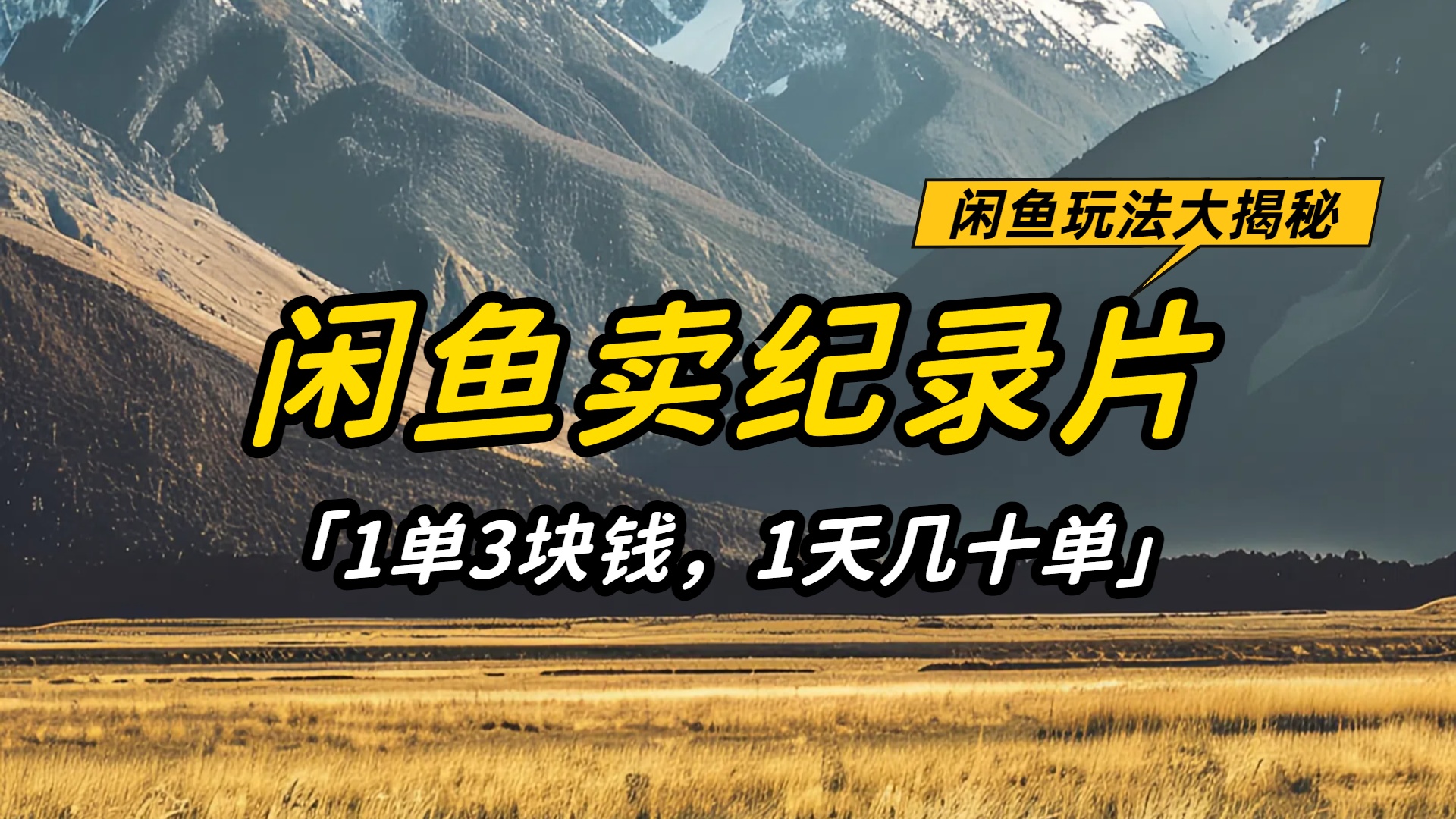 闲鱼卖纪录片1单3块钱,1天几十单,项目稳定有潜力-宁率网络知识库