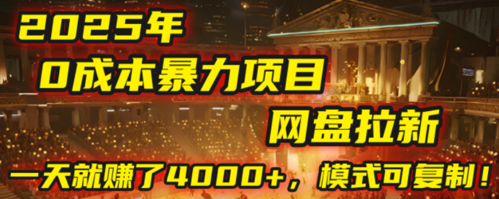 2025年,一个0成本的暴力项目,靠网盘拉新,有人一天就赚了4000+,模式可复制!-宁率网络知识库